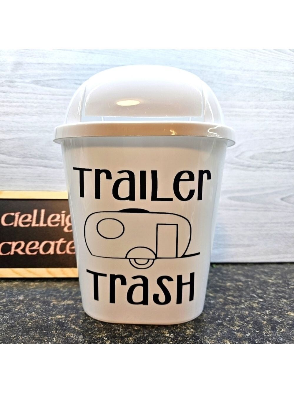 Trailer Trash mini swing top garbage can Custom Handcrafted